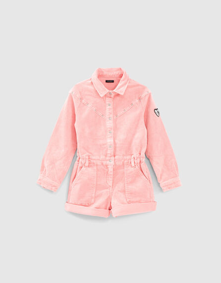Girls’ medium pink studded needlecord playsuit