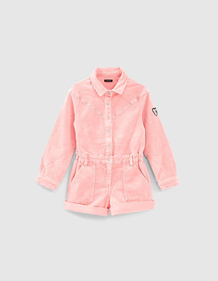 Girls’ medium pink studded needlecord playsuit - IKKS