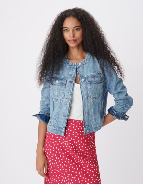 Veste en jean bleu col rond Femme - IKKS