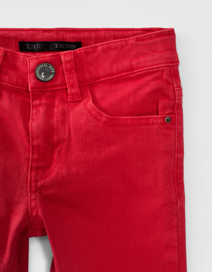 Jean slim rouge blanchi garçon-3