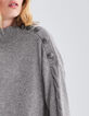 Robe grise tricot boutons gravés sur l'épaule Femme-4