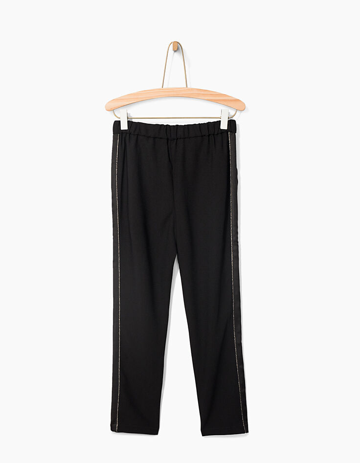 Pantalon noir à bandes pailletées fille-3