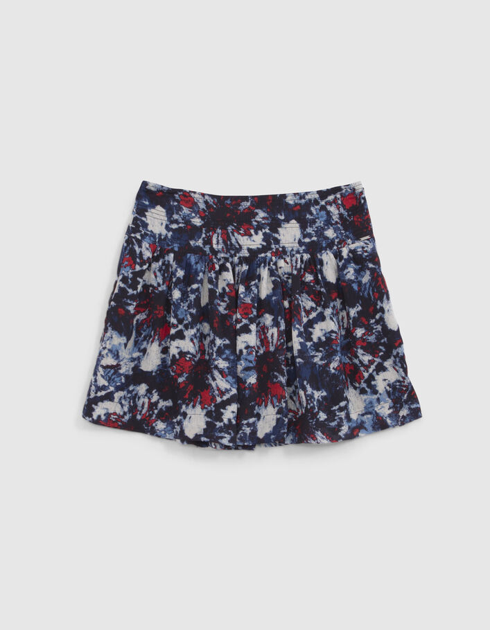 Women’s navy recycled short skirt with batik flower print - IKKS
