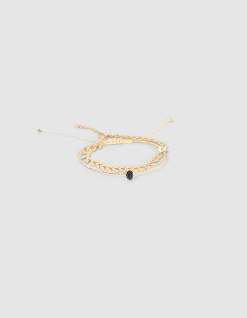 Mädchen-Armbänder, schwarze Perle und goldfarbene Blätter