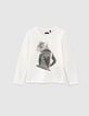 Weißes Mädchen-T-Shirt mit Leo-Rock-Motiv-1