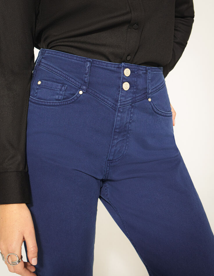 Donkerblauwe slouchy cropped jeans met halfhoge taille dames-2