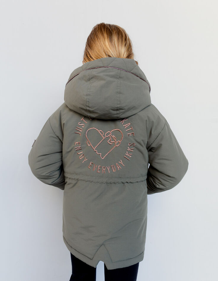 3-in-1 kaki gevoerde parka en omkeerbaar jasje meisjes-2