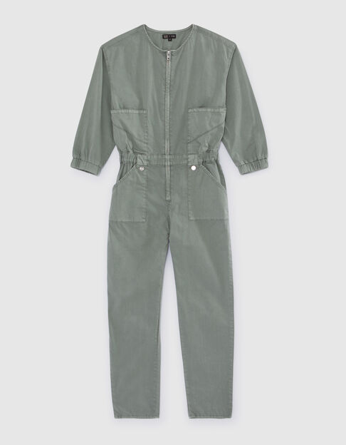 Khaki Mädchenoverall mit Reißverschluss - IKKS