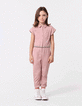 Langer rosa Mädchen-Overall mit Stickerei-1