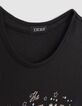 Girls’ black organic cotton T-shirt with rock images-6