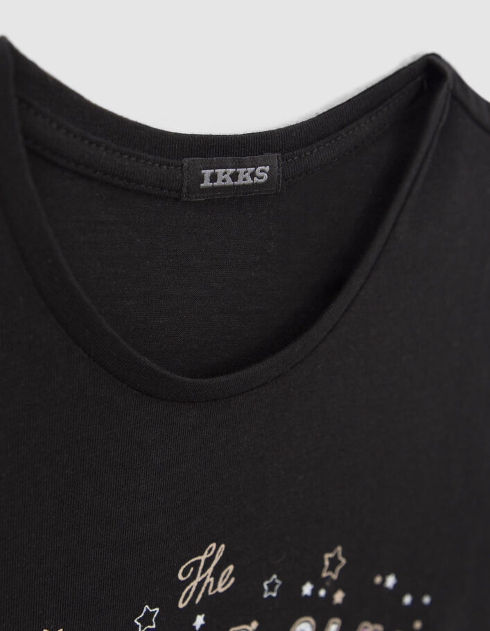 Camiseta negra algodón ecológico diseño rock niña-7