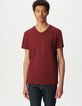 T-shirt encolure V bordeaux coton bio flammé Homme-1