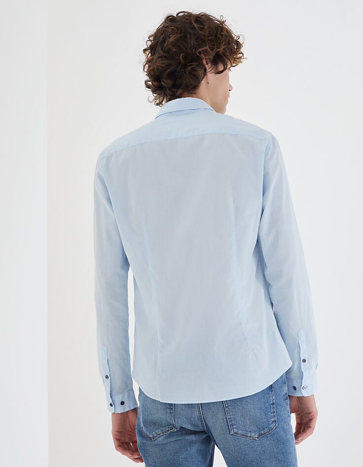 Camisa SLIM azul cielo de velo de algodón para hombre-3