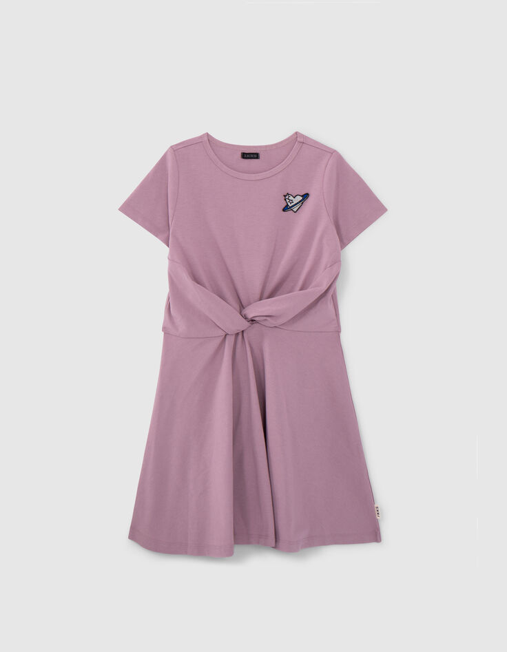 Girl's lilac dress with bow detail-2