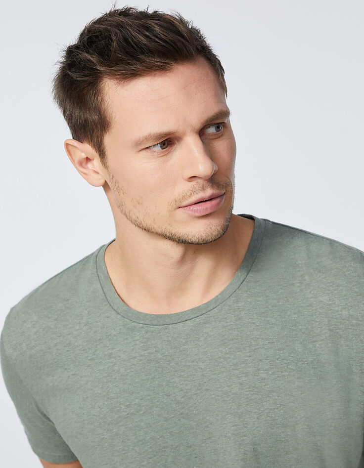 Men’s lime green cotton and hemp round-neck T-shirt-4