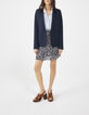 Women’s navy tachist print A-line wrap skirt-6