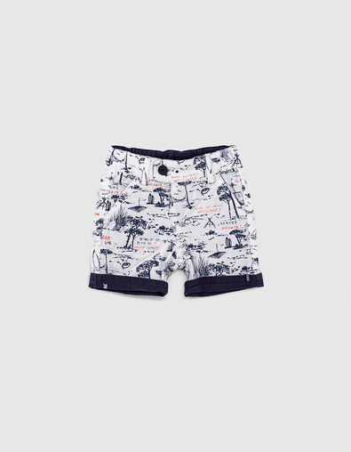 Short réversible navy et imprimé bébé garçon   - IKKS