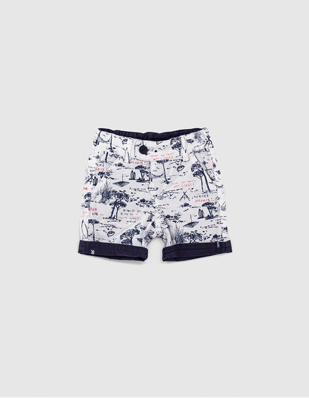 Baby boys’ navy printed reversible shorts