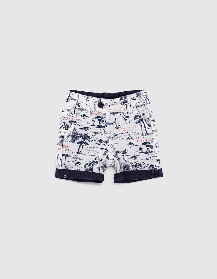 Baby boys’ navy printed reversible shorts - IKKS
