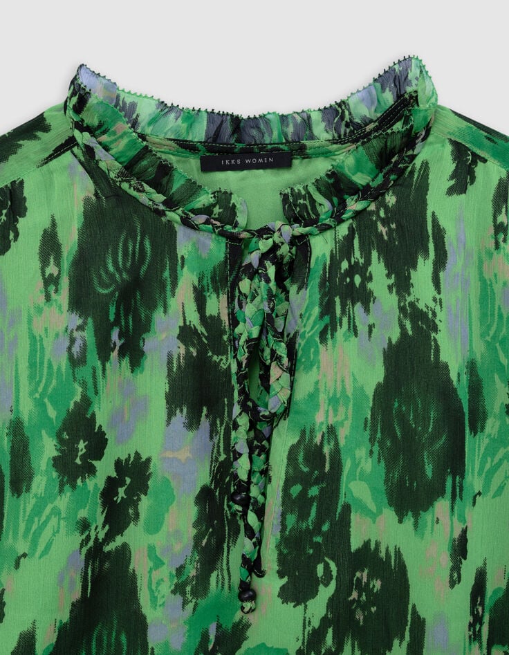 Grünes, locker sitzendes Kleid mit abstraktem Muster für Damen-6 Grünes, locker sitzendes Kleid mit abstraktem Muster für Damen-6