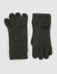 Jungen-Handschuhe Khaki, recycelter Strick,-4