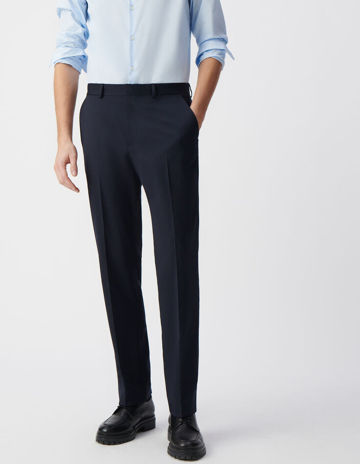 Men’s navy suit trousers with turn-ups-2