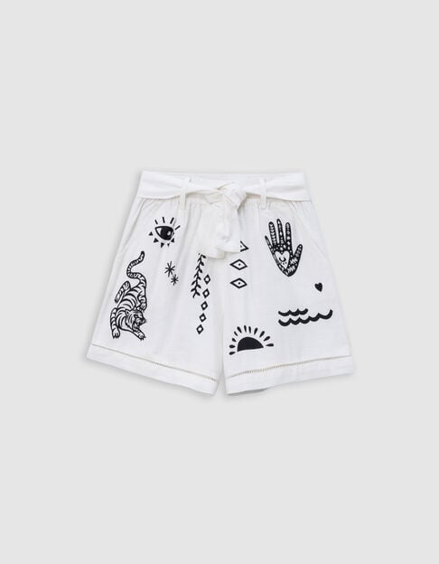 Short blanc imprimé maxi motifs fille - IKKS