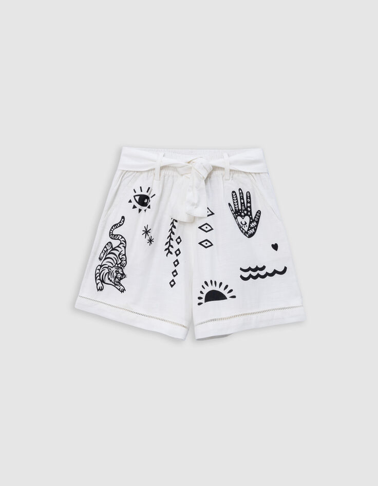 Short blanc imprimé maxi motifs fille-4