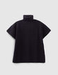 Pull bleu marine intarsia message sans manches femme-3