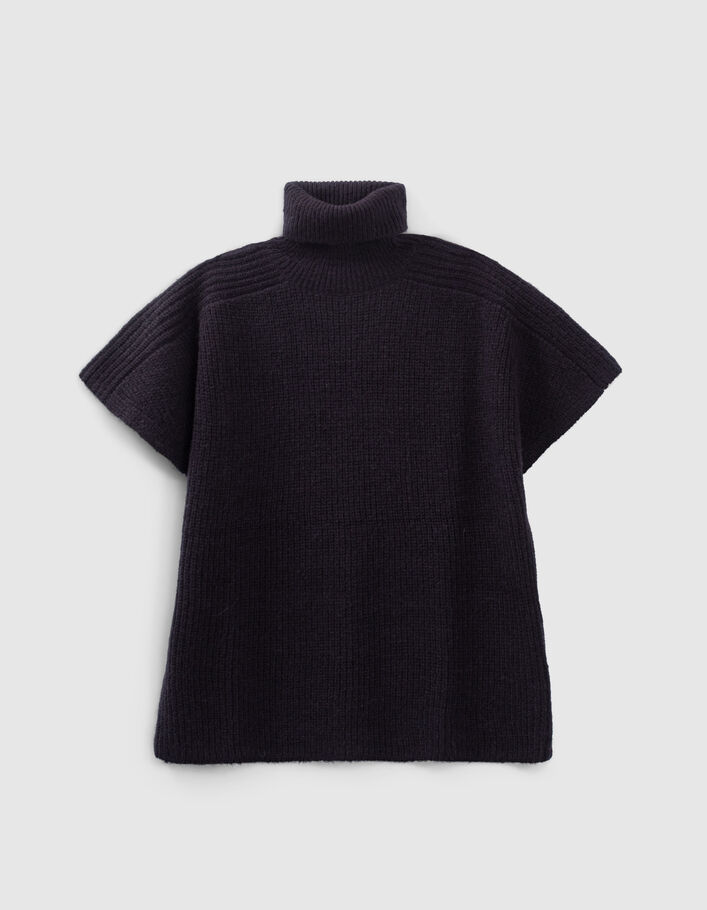 Women’s navy blue intarsia slogan sleeveless sweater - IKKS