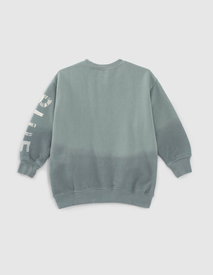 Groene sweater deep dye met print en badge jongens - IKKS
