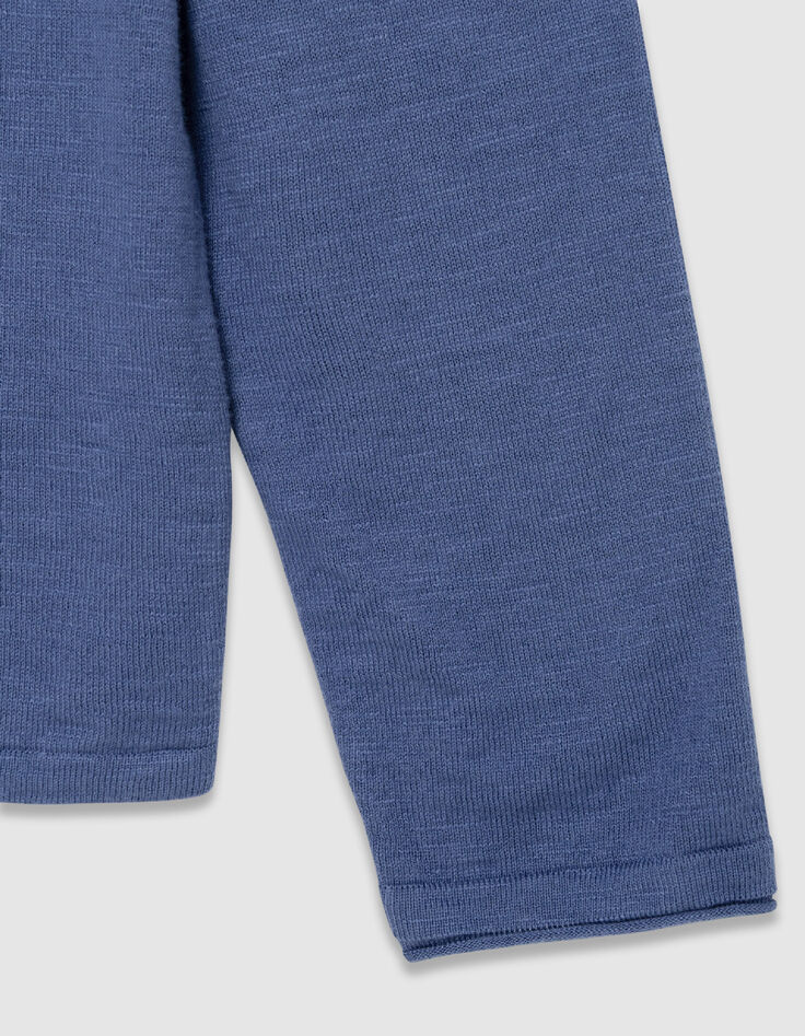 Men's blue organic cotton fine knit flamed sweater-7