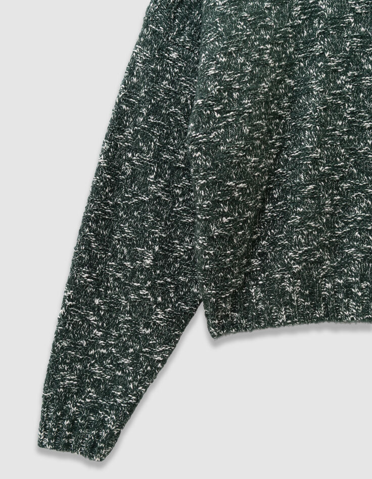Girls’ green decorative mouliné knit sweater-5