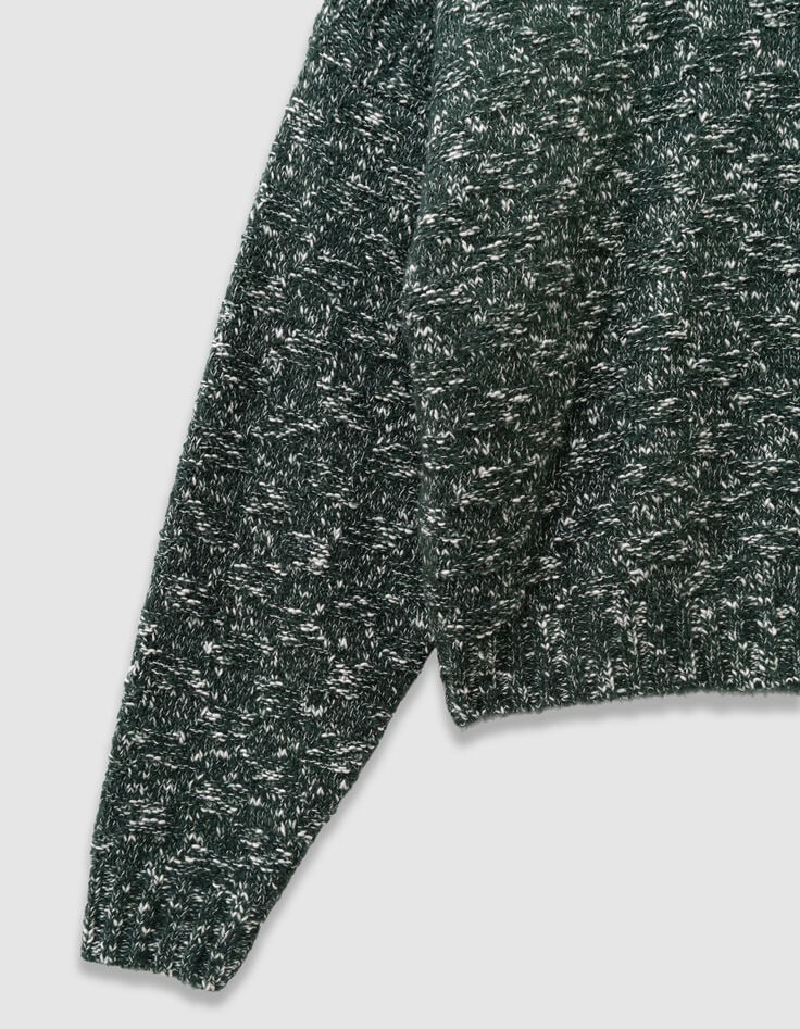Girls’ green decorative mouliné knit sweater-5 Girls’ green decorative mouliné knit sweater-5
