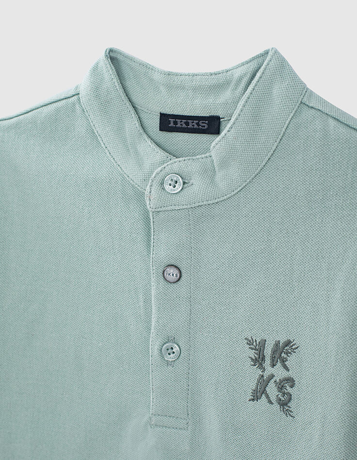 Polo aqua bio avec broderies dos garçon -3