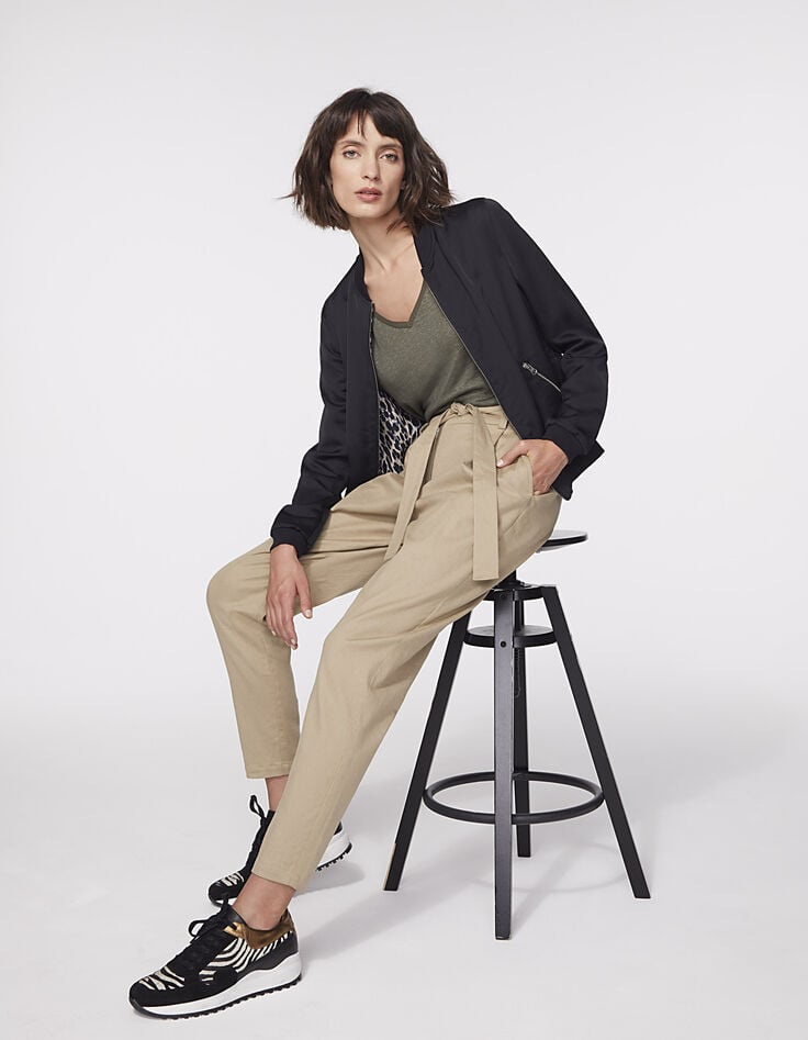 Kn&ouml;chellange, High Waist-Damenhose aus Baumwollleinen-1