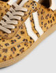 Baskets basses camel cuir effet poulain léopard Femme-5
