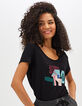 Schwarzes T-Shirt mit Arty-Motiven und Plumetis hinten I.Code-1