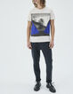 Tee-shirt electric blue à visuel motard flou Homme-5