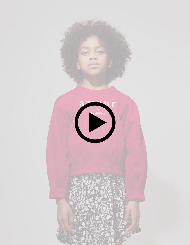 Rode sweater glitterprint en plooien voor meisjes-7