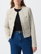 Chaqueta corta de tweed beige Mujer-2