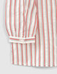 Blouse écrue mini me à rayures rouges et noires fille -7