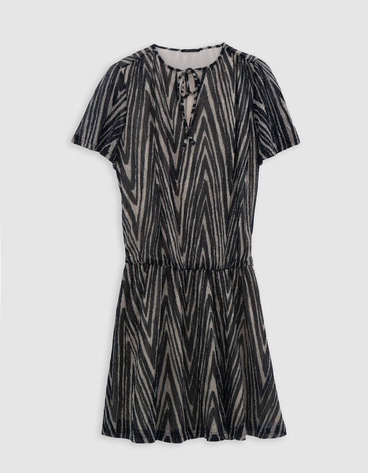 Robe noire motif chevrons dorés Femme-6
