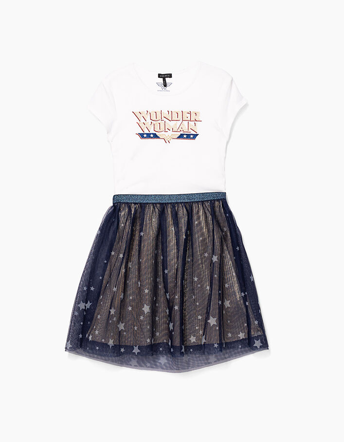 Girls’ gold Wonder Woman pleated dress & removable skirt - IKKS