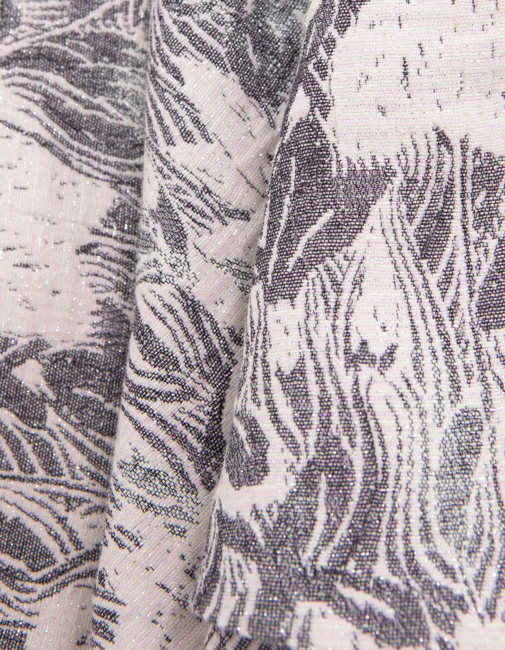 Gebloemde maxi meisjesjurk in ecru jacquard-8