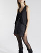Short taille haute en denim gris ceinture amovible femme-1