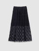 Falda larga de encaje plisado negro para ni&ntilde;a-3