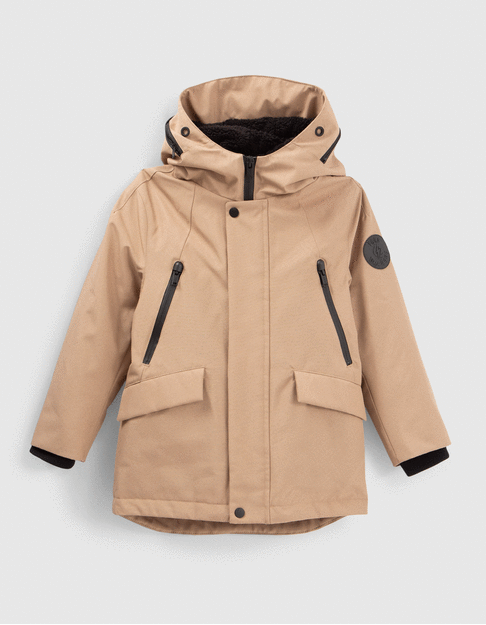 Parka 2 en 1 moka y chaqueta negra niño