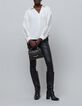 Women's white blouse with graphic lace sleeves-1