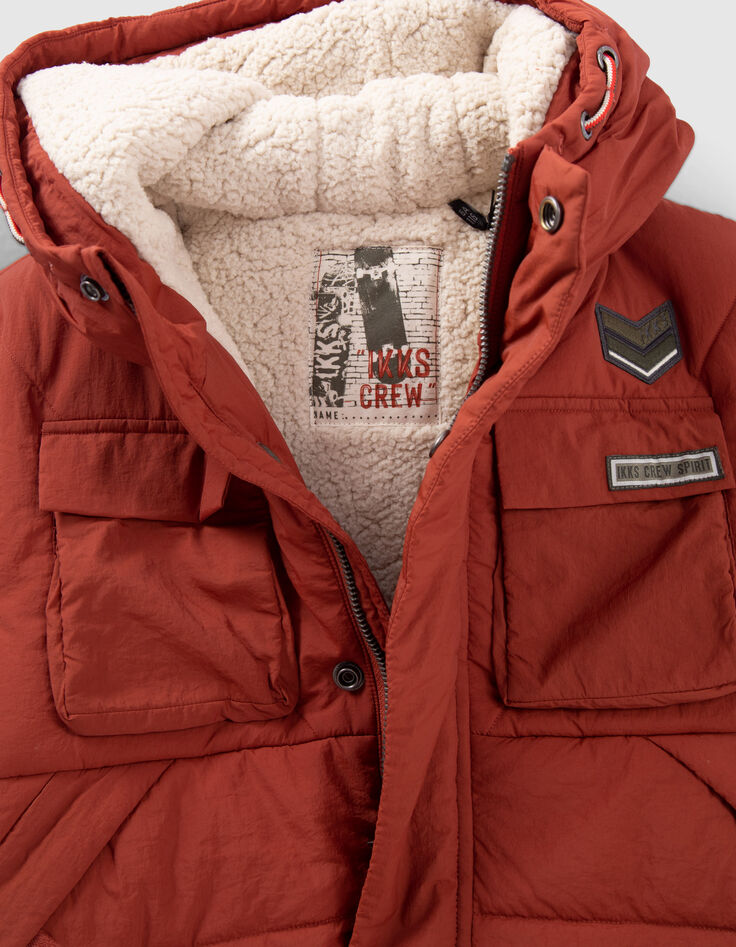 Jungen-Anorak, ziegelrot, gefüttert,  Recyclingmaterial-5